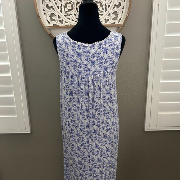 Eileen West Nightgown Blue Floral XS Sleeveless Maxi Cottagecore Sleep Dress - Picture 4 of 7